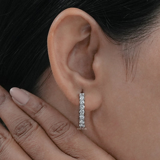 Round Cut Lab Diamond Hoop Earrings