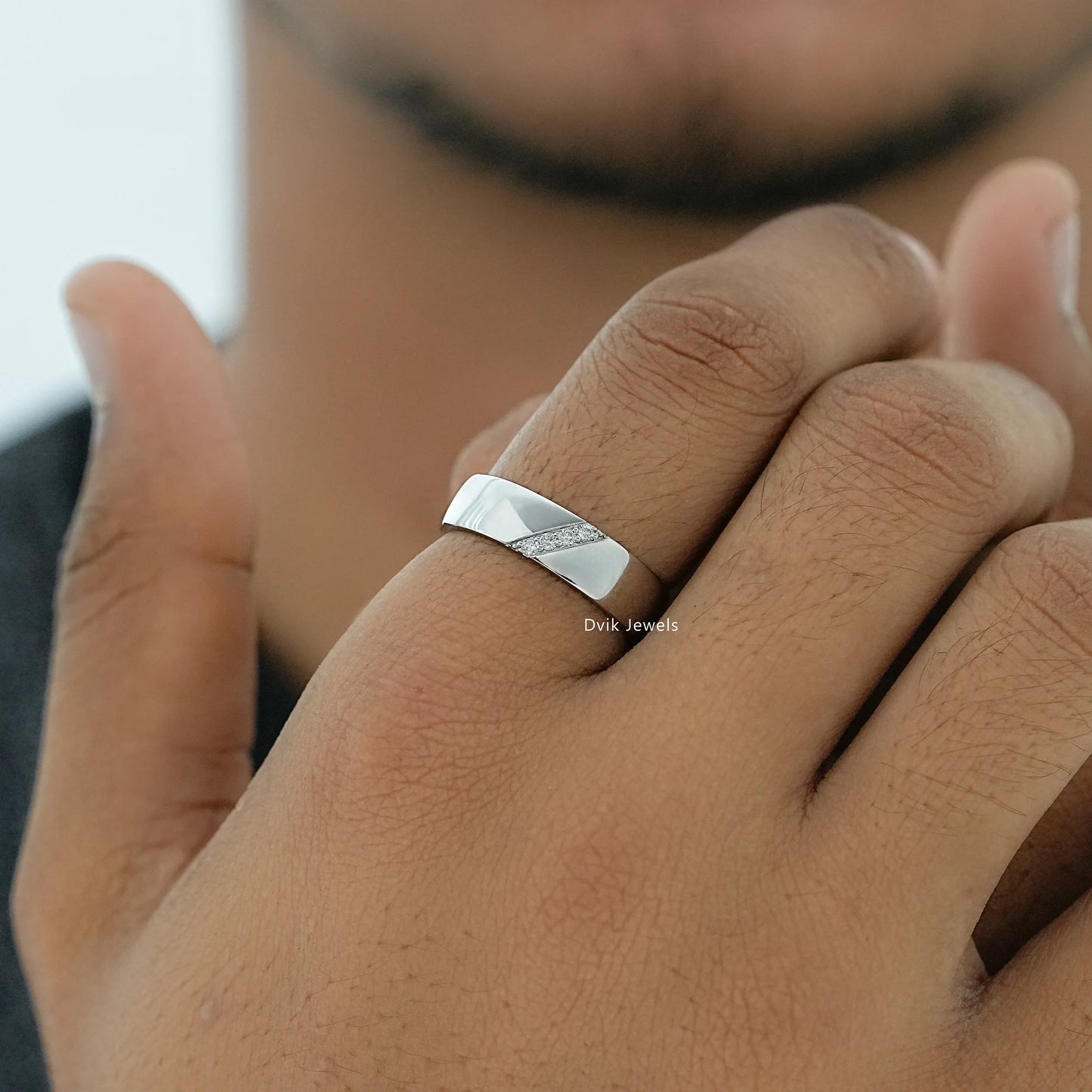 Round Cut Lab Diamond Men's Band