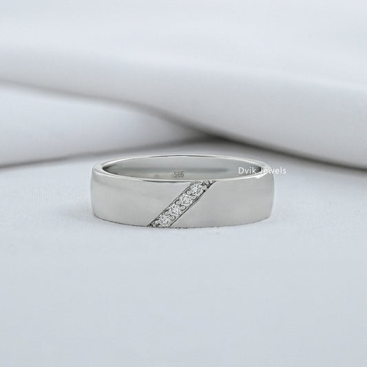 Round Cut Lab Diamond Men's Band Band
