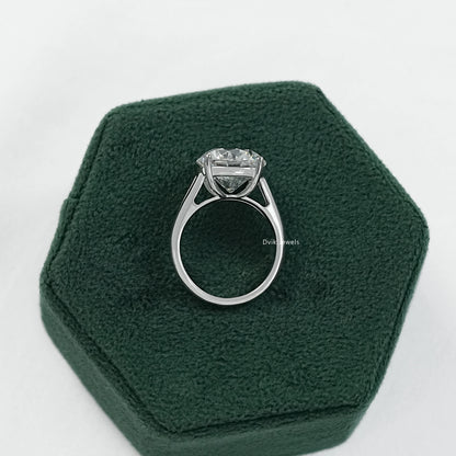 Round split shank engagement ring tapered shank engagement ring side view