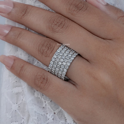 Round Cut Lab Diamond Pave Wedding Band