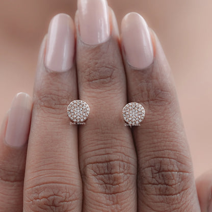 Round Cut Lab Diamond Pave Set Stud Earrings