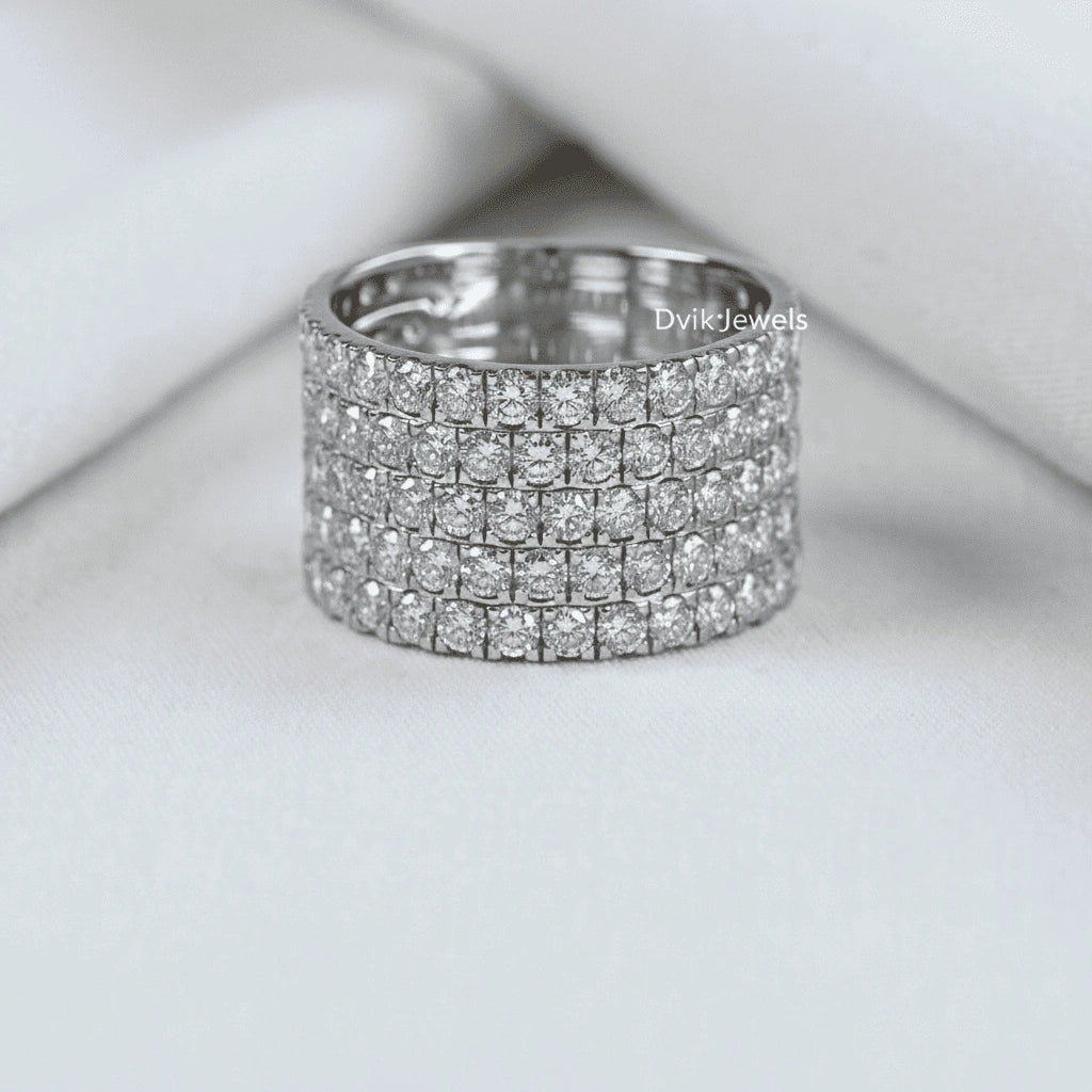 Round Cut Lab Diamond Pave Wedding Band