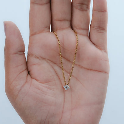 Round Diamond Floral Style Minimalist Pendant