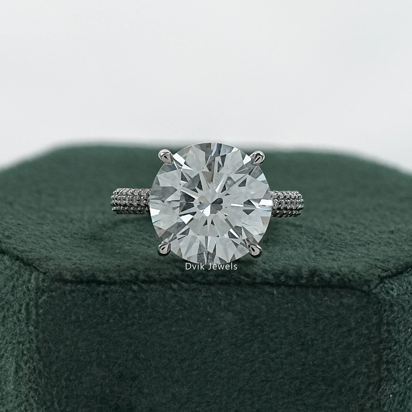 Engagement rings round cut with micro pave engagement ring front view