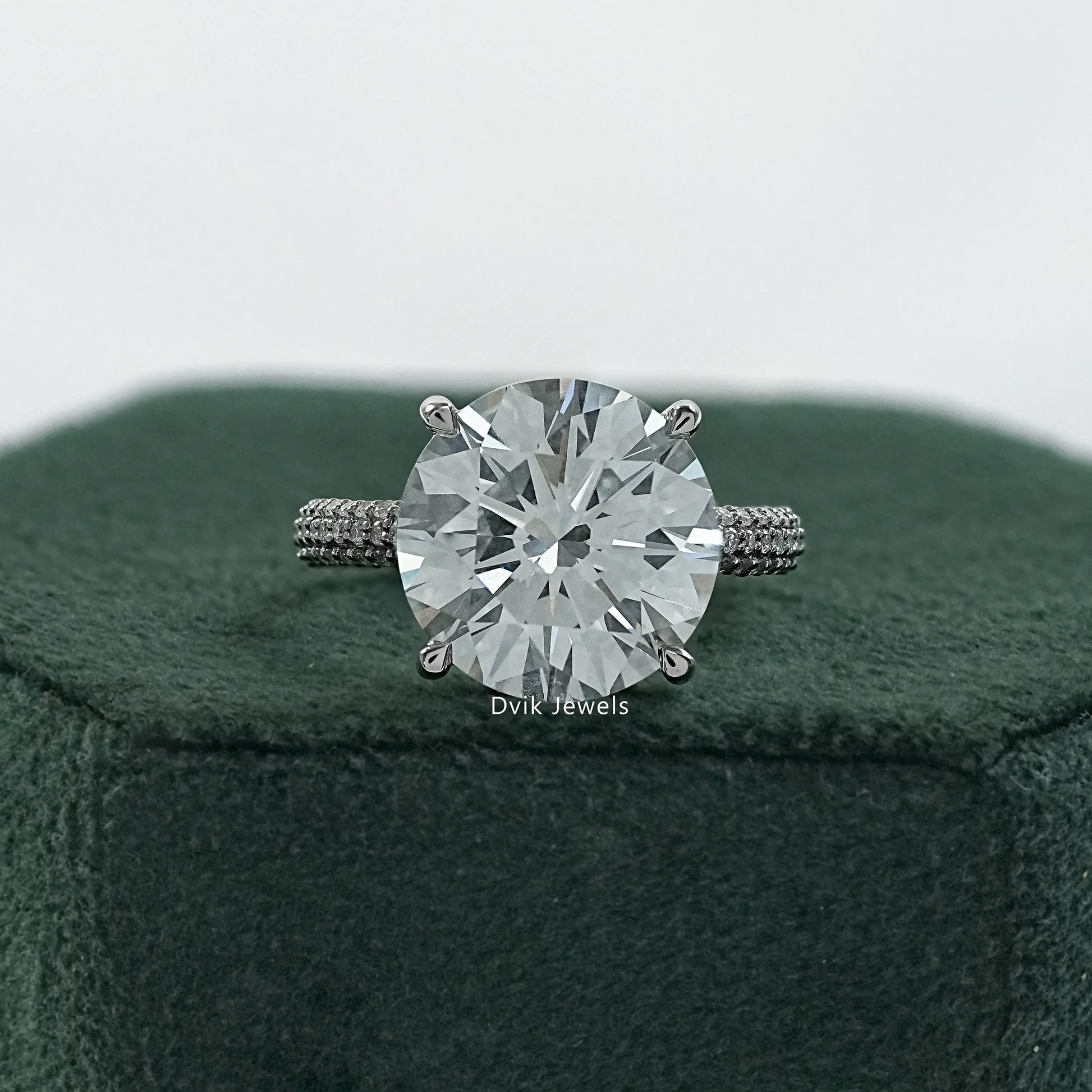 Engagement rings round cut with micro pave engagement ring front view