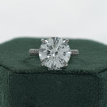 Engagement rings round cut with micro pave engagement ring front view