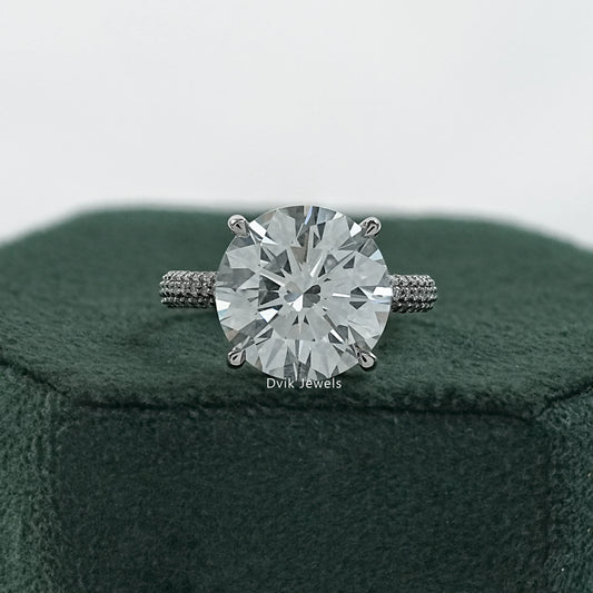 Engagement rings round cut with micro pave engagement ring front view