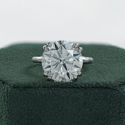 Six prong round engagement ring with hidden halo front view