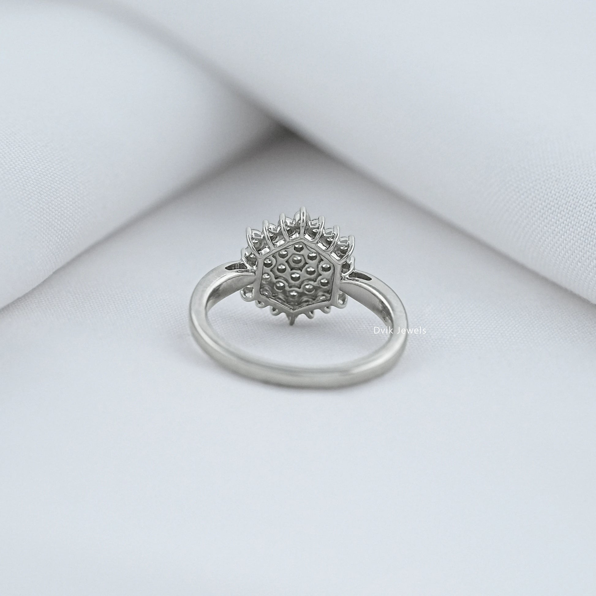 Round Cut Lab Diamond Floral Cluster Ring Ring