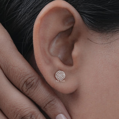 Round Cut Lab Diamond Pave Set Stud Earrings