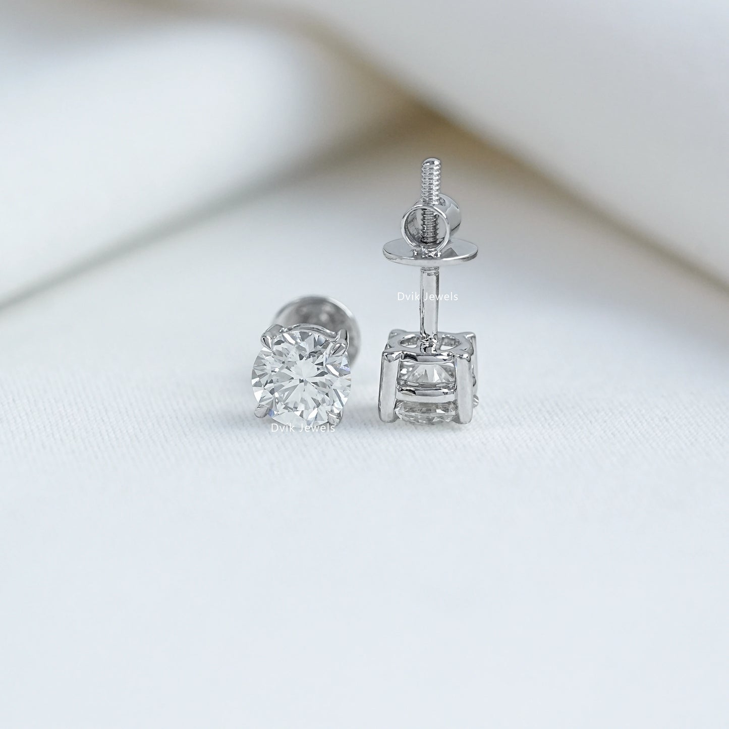 1.00 TCW & 2.00 TCW Round Lab Grown Diamond Stud Earrings