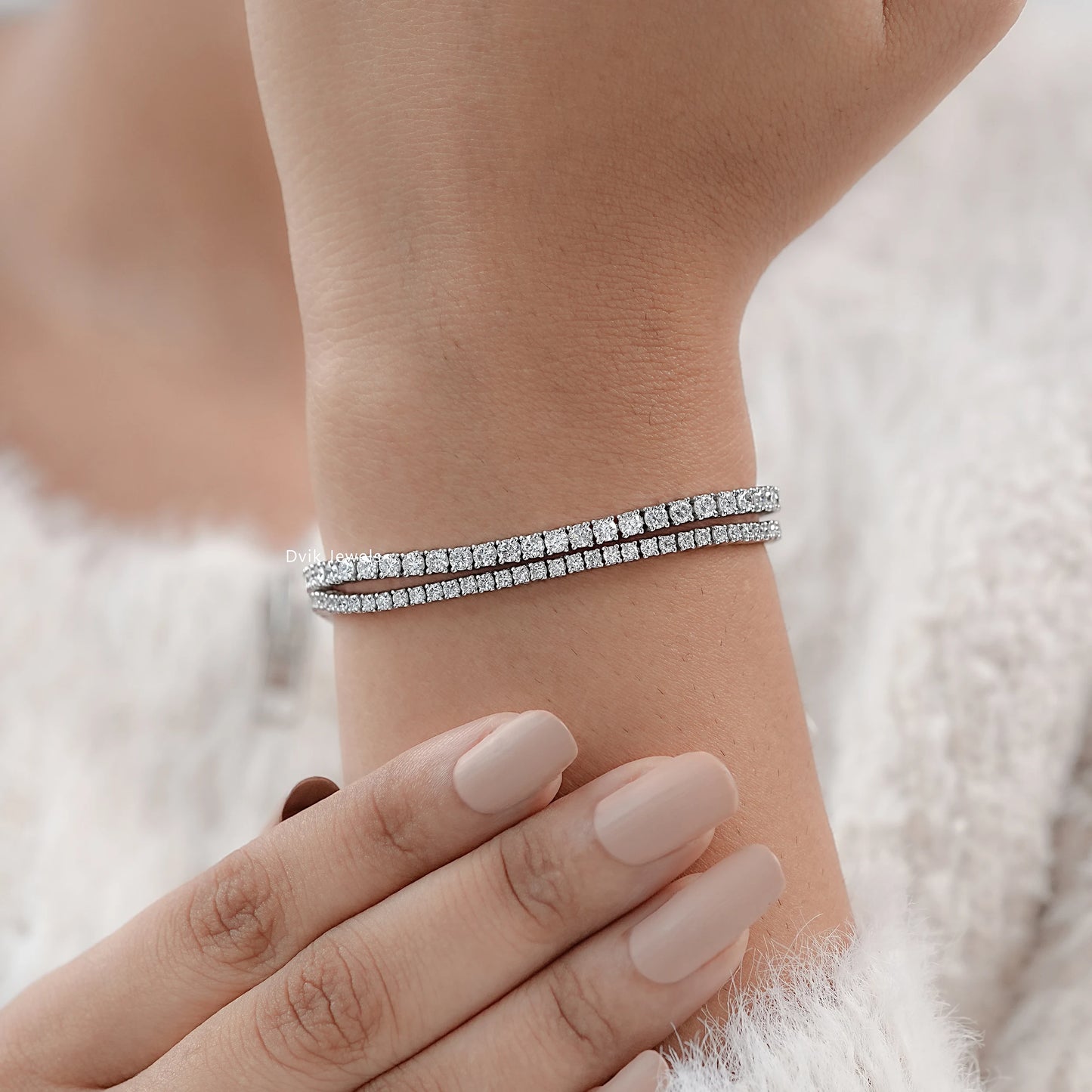 Round Cut Lab Grown Diamond Bracelet