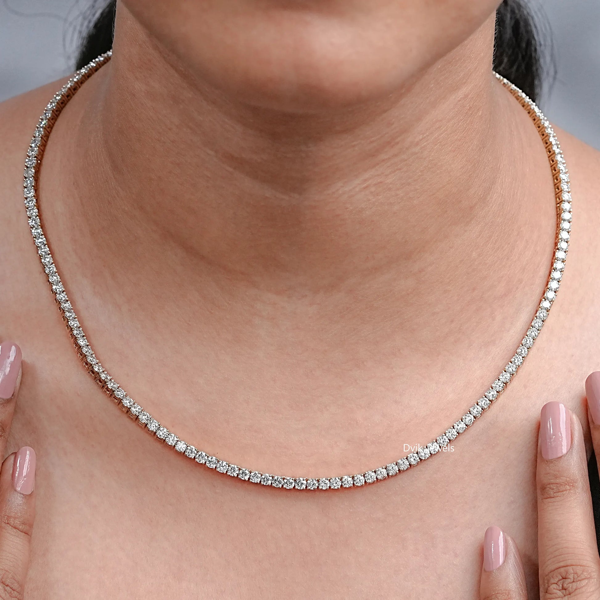 Brilliant Round Cut Lab Diamond Tennis Necklace Necklace