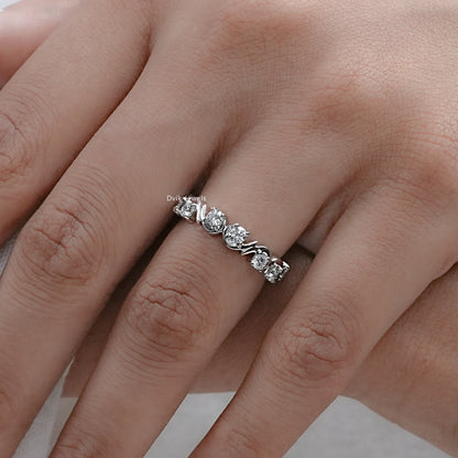 Round Cut Lab Diamond Wave Eternity Band