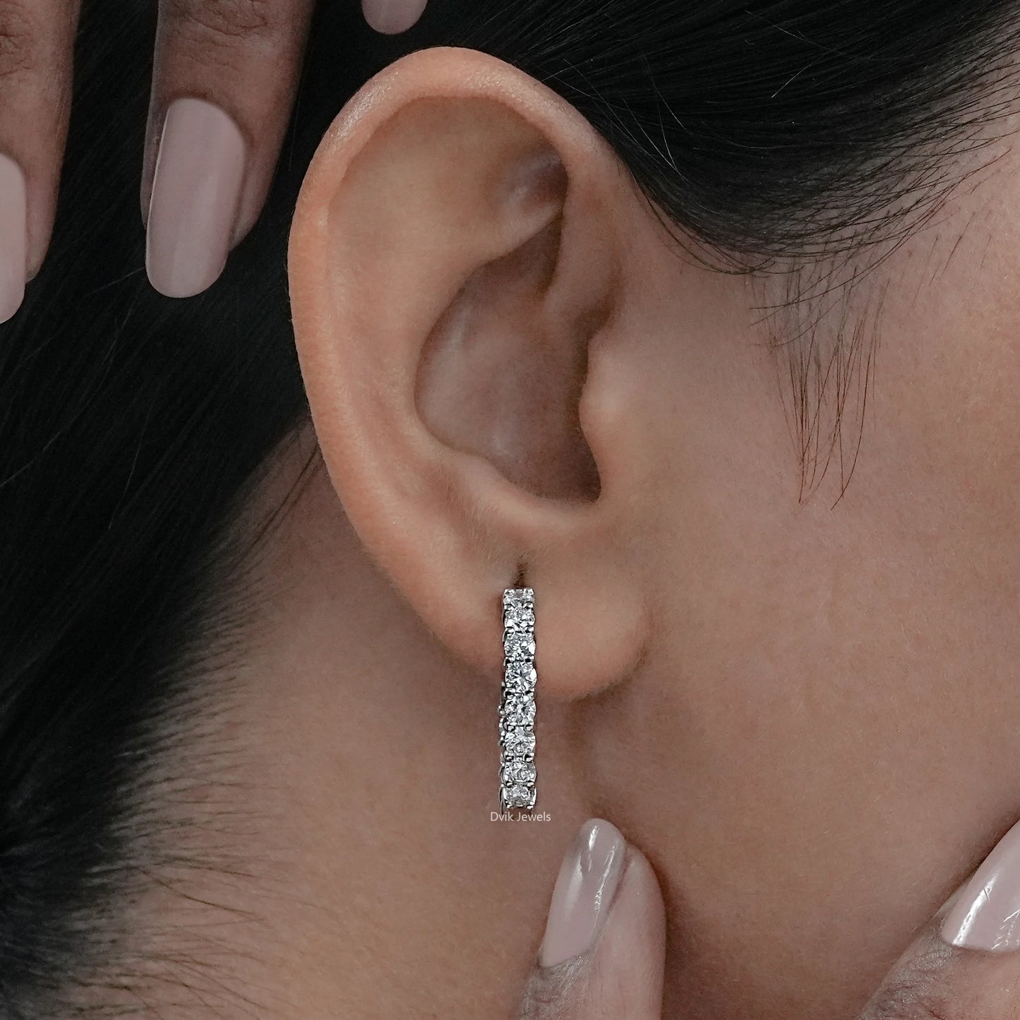 Round Cut Lab Diamond Hoop Earrings