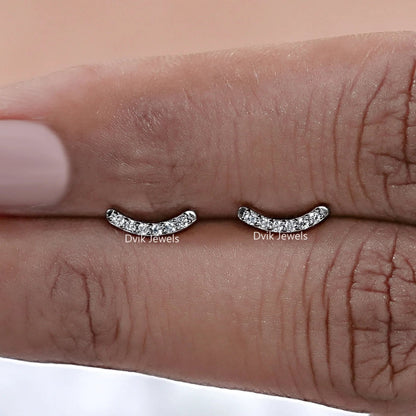 Round Cut Lab Diamond Curved Bar Earrings