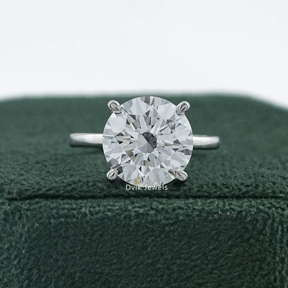 Round Cut Lab Diamond Four Prong Solitaire Ring