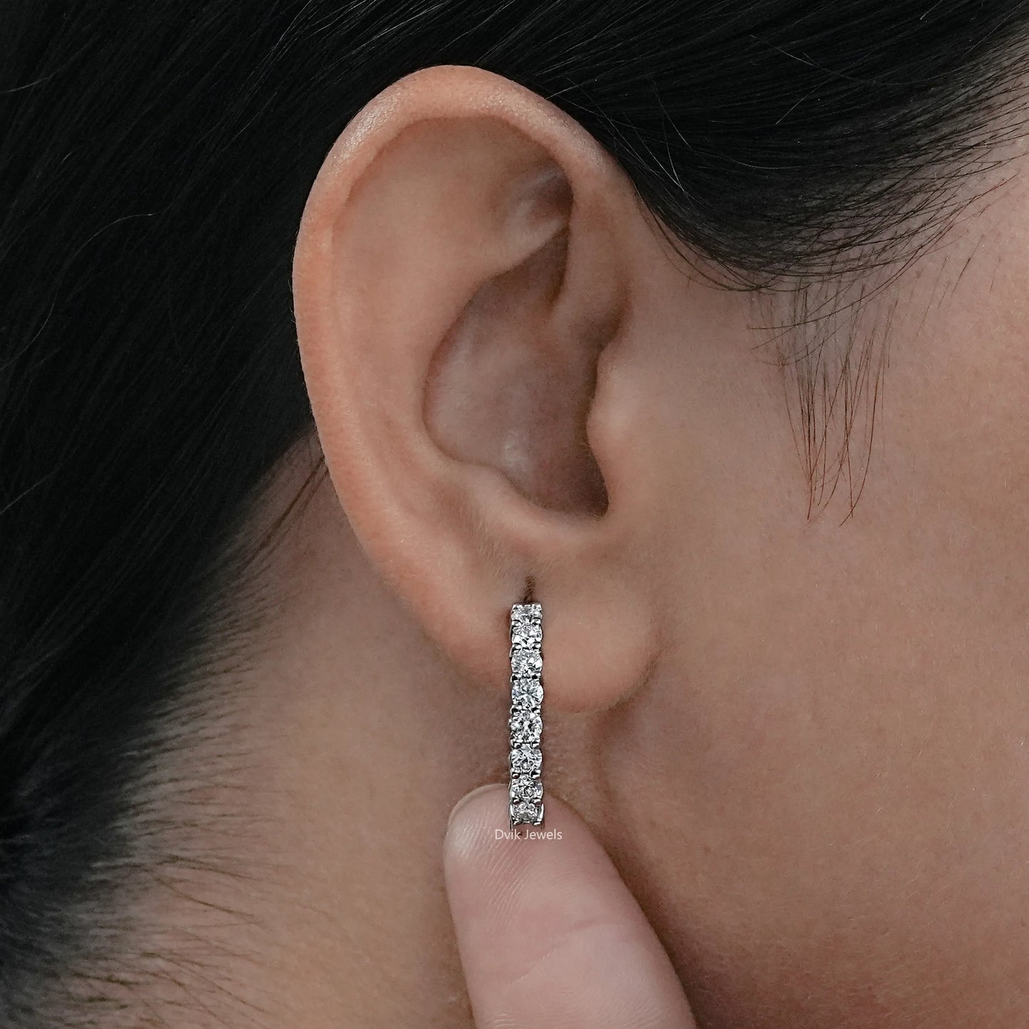 Round Cut Lab Diamond Hoop Earrings