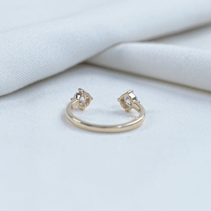 Round Cut Lab Diamond Open Gap Two Stone Ring