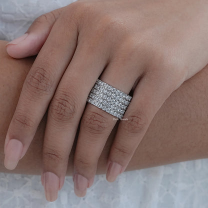 Round Cut Lab Diamond Pave Wedding Band