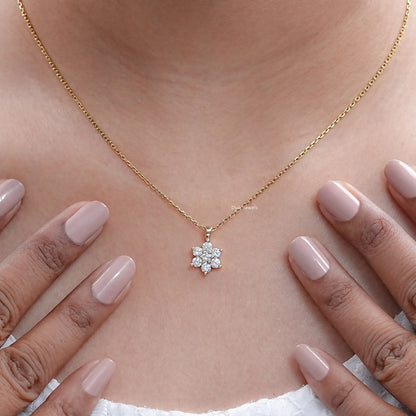 Round Cut Lab Grown Diamond Cluster Pendant