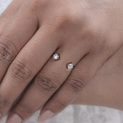 Round Cut Lab Diamond Open Gap Two Stone Ring