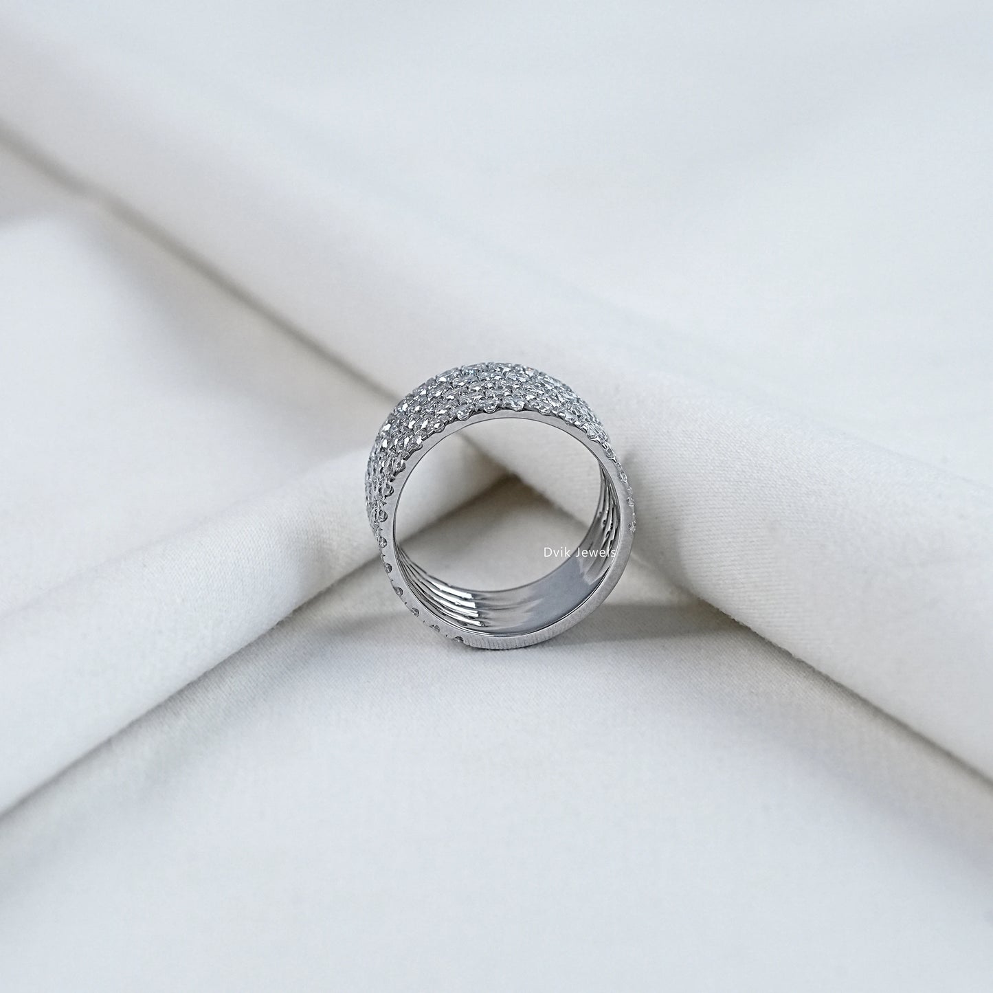 Round Cut Lab Diamond Pave Wedding Band