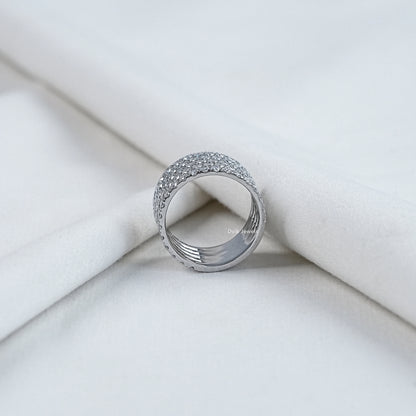 Round Cut Lab Diamond Pave Wedding Band