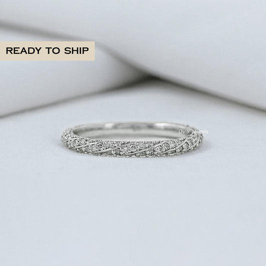 Twist Round Cut Pave Diamond Band