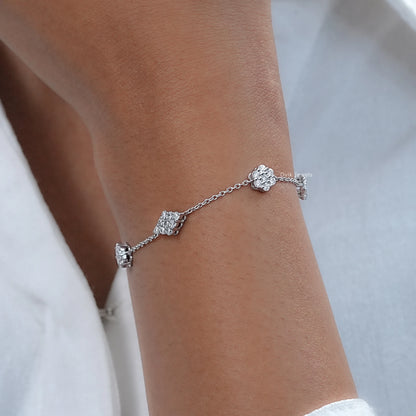 Round Cut Pave Set Diamond Chain Bracelet