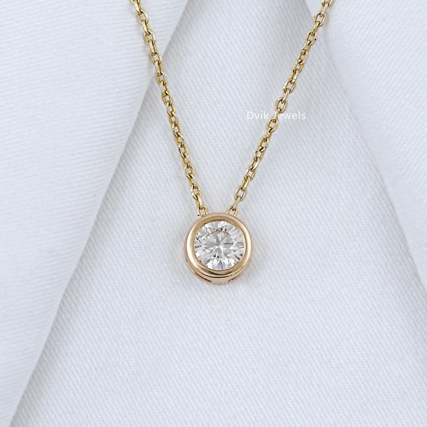 Round Cut Lab Grown Bezel Pendant