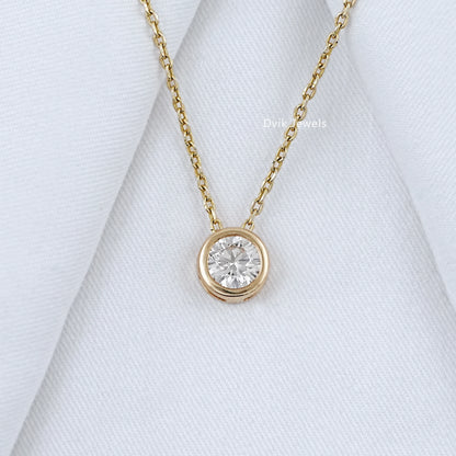 Round Cut Lab Grown Bezel Pendant