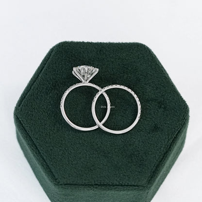 3 CT Round Cut Lab Diamond Bridal Ring Set