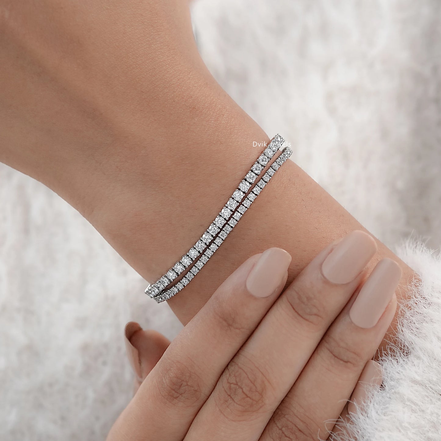 Round Cut Lab Grown Diamond Bracelet