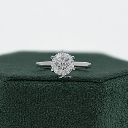 Round Cut Tulip Basket Set Engagement Ring