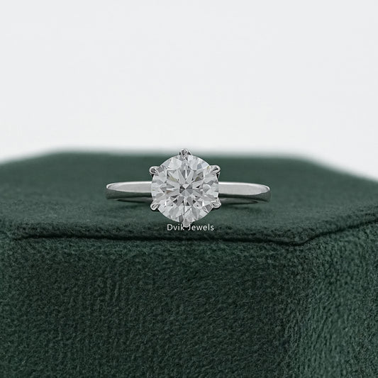 Round Cut Tulip Basket Set Engagement Ring Ring