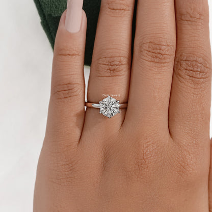 Round Cut Tulip Basket Set Engagement Ring