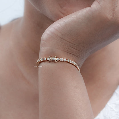 Round Cut Lab Grown Diamond Bezel Bracelet