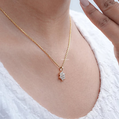 Round Cut Lab Grown Diamond Cluster Pendant