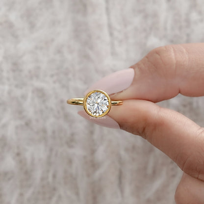 Round Lab Diamond Bezel Set Engagement Ring