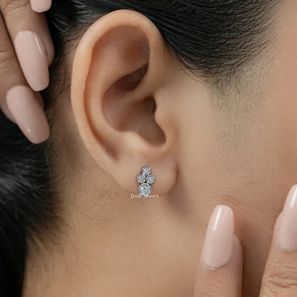 Bezel Set Round Diamond Stud Earrings