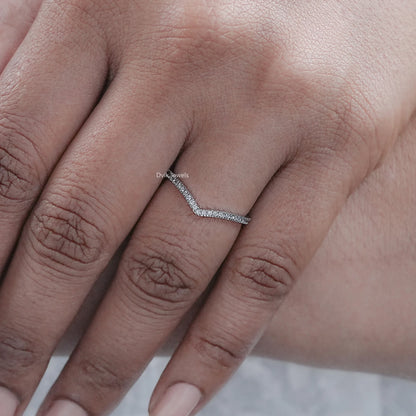 Round Diamond Chevron Wedding Band