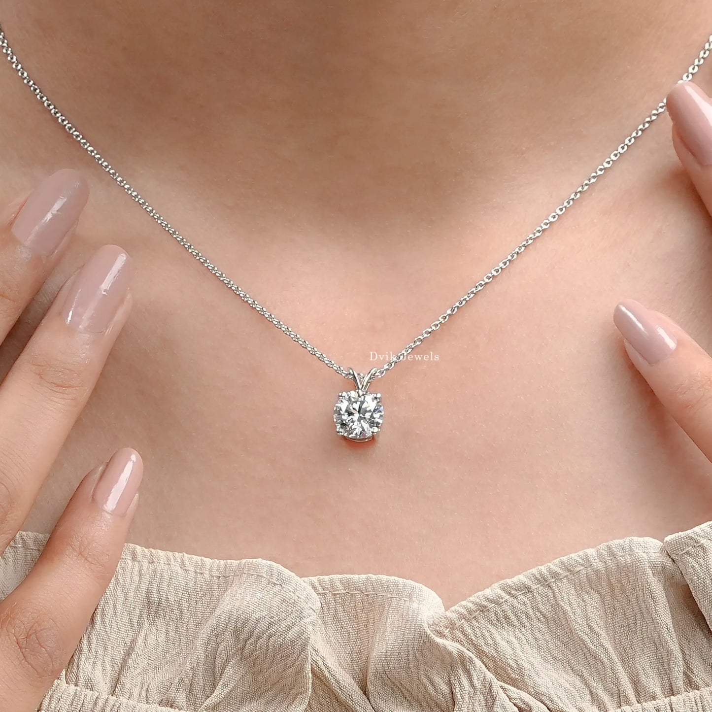 Round Lab Grown Diamond Solitaire Pendant