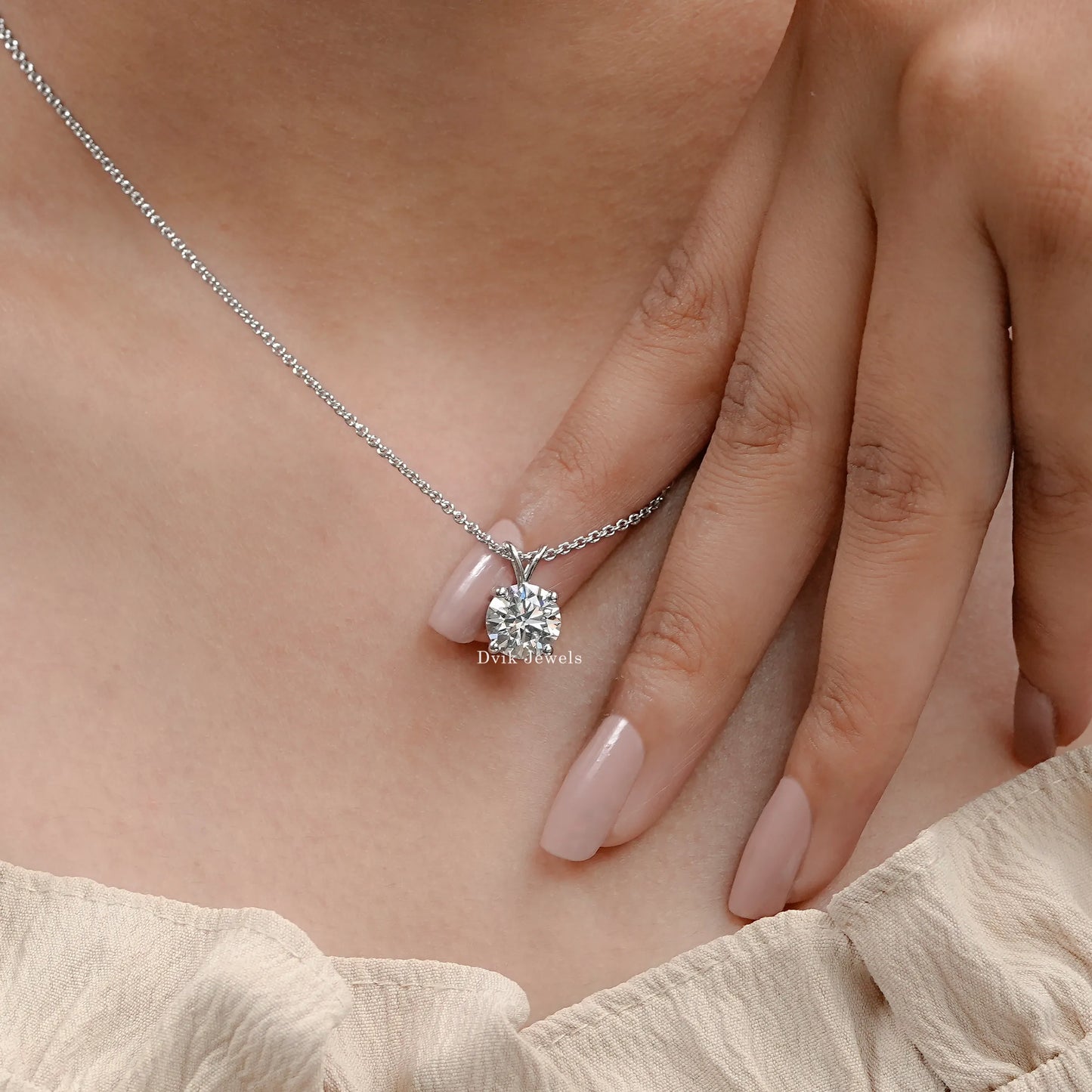 Round Lab Grown Diamond Solitaire Pendant