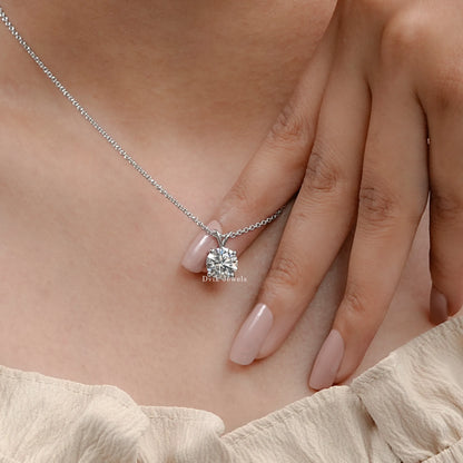 Round Lab Grown Diamond Solitaire Pendant