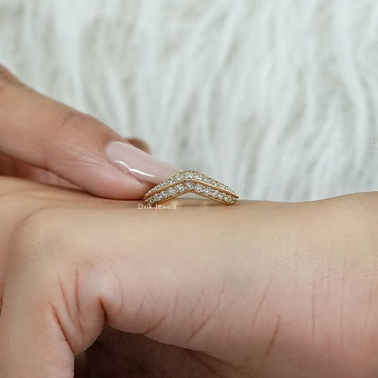 Double Row Round Diamond Curved Band