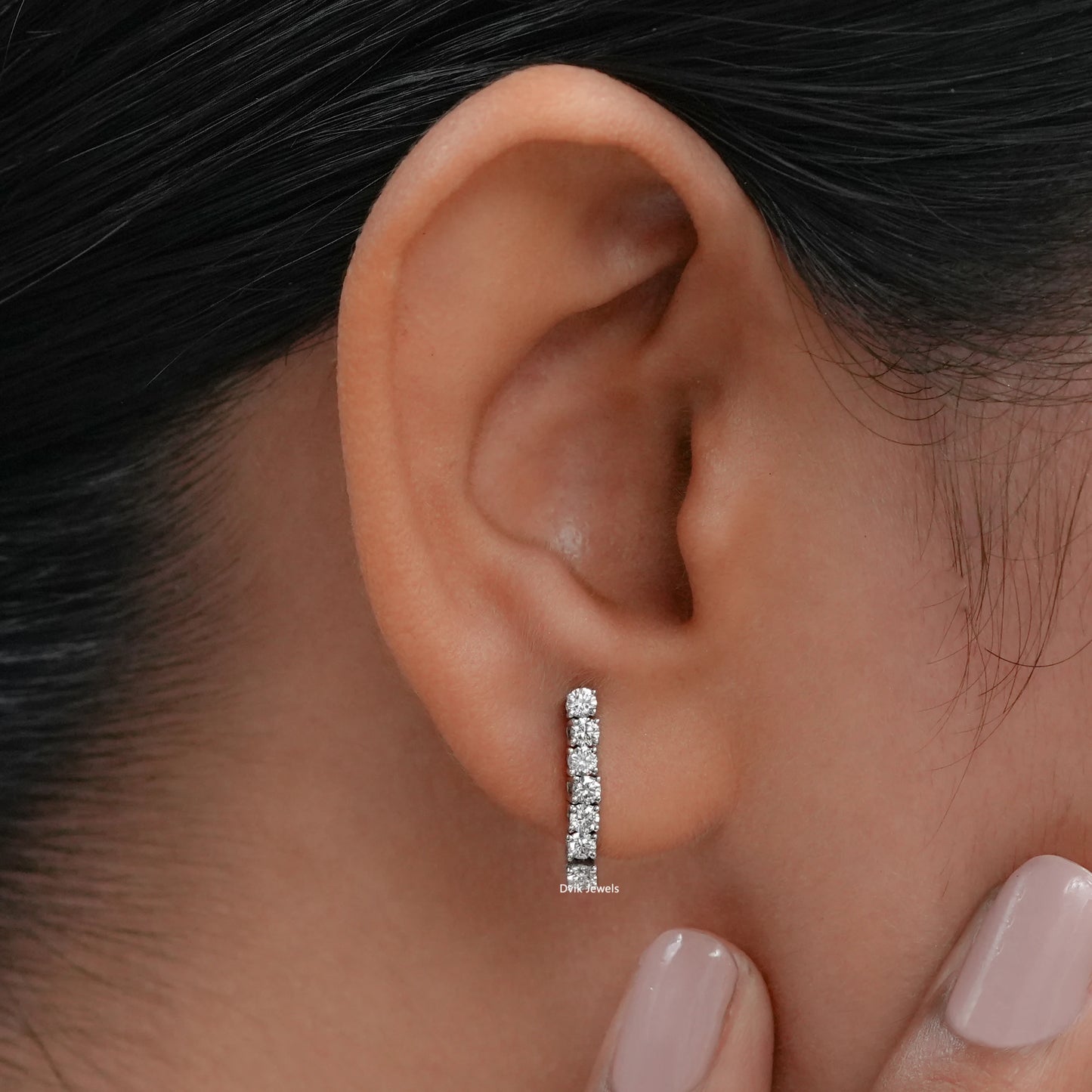 Round Cut Lab Diamond Bar Earrings