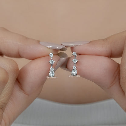Round Cut Diamond Drop Earrings