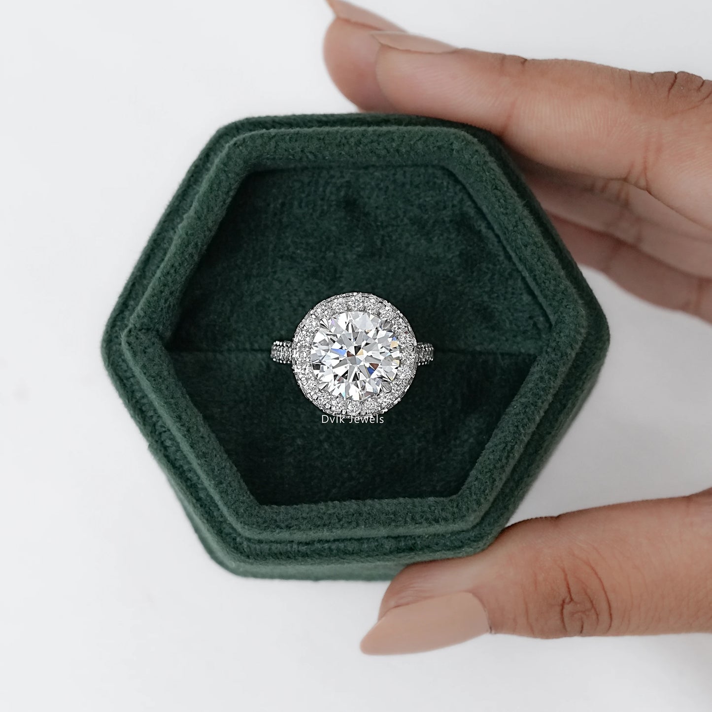 Halo Round Cut Lab Grown Diamond Engagement Ring